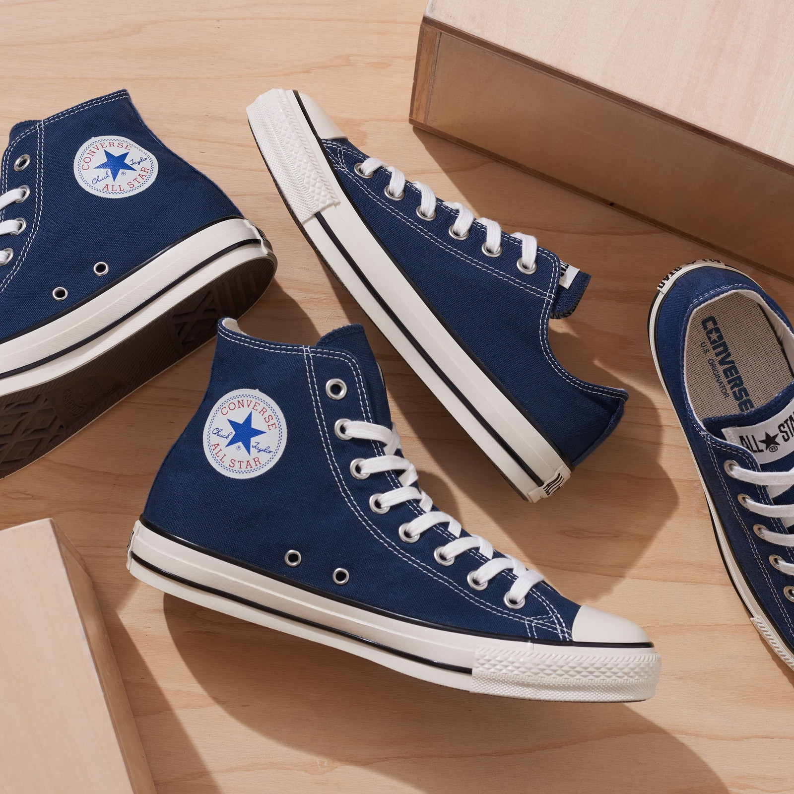 JP3967A952  日本限定 CONVERSE ALL STAR US COLORS HI/OX 深海藍 光澤奶油底