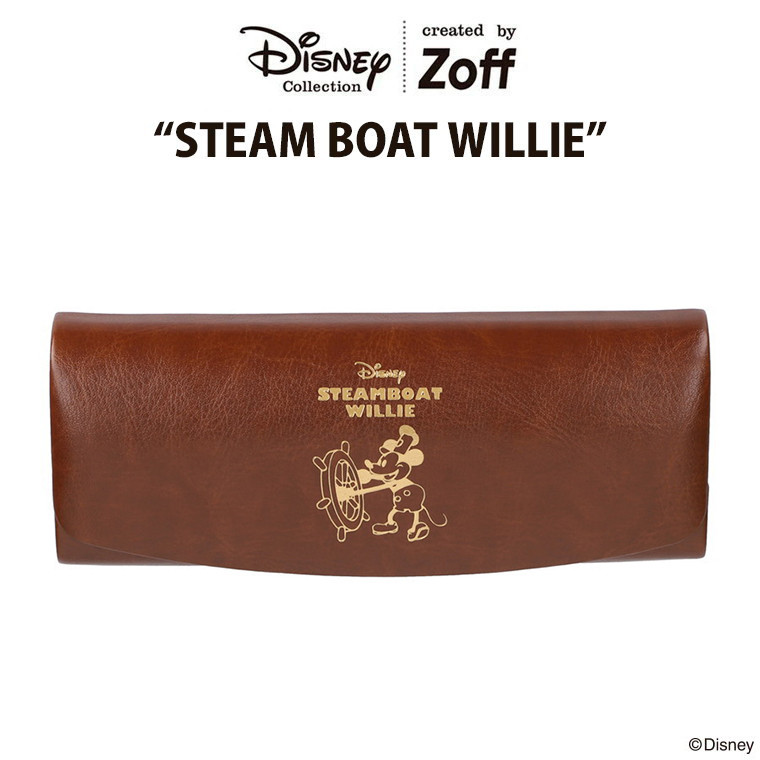 迪士尼100 週年限定紀念品〖代購〗メガネケース（ブラウン）｜Disney100 “STEAM BOAT WILLIE”｜ディズニー グッズ Zoff ゾフ メガネケース 眼鏡入れ レディース おしゃれ Disneyzone【D100_RetroCase D100-RetroCase】