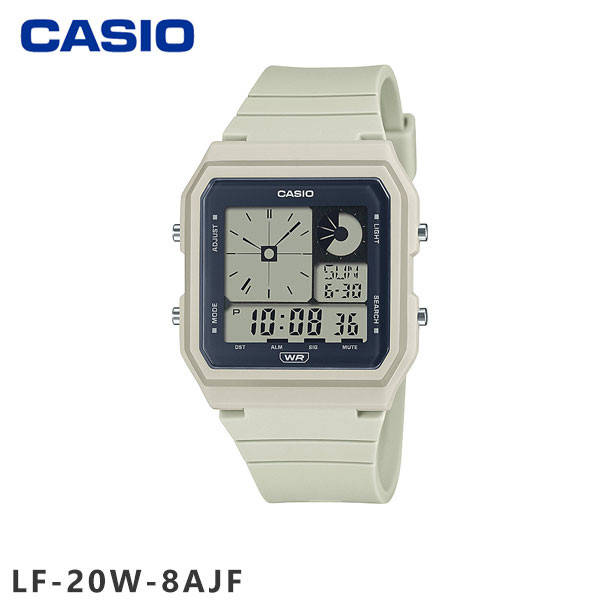 CASIO LF-20W 日系簡約風格全LCD 顯示手錶 IVORY
