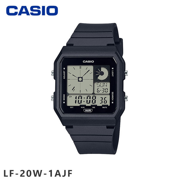 CASIO LF-20W 日系簡約風格全LCD 顯示手錶 BLACK