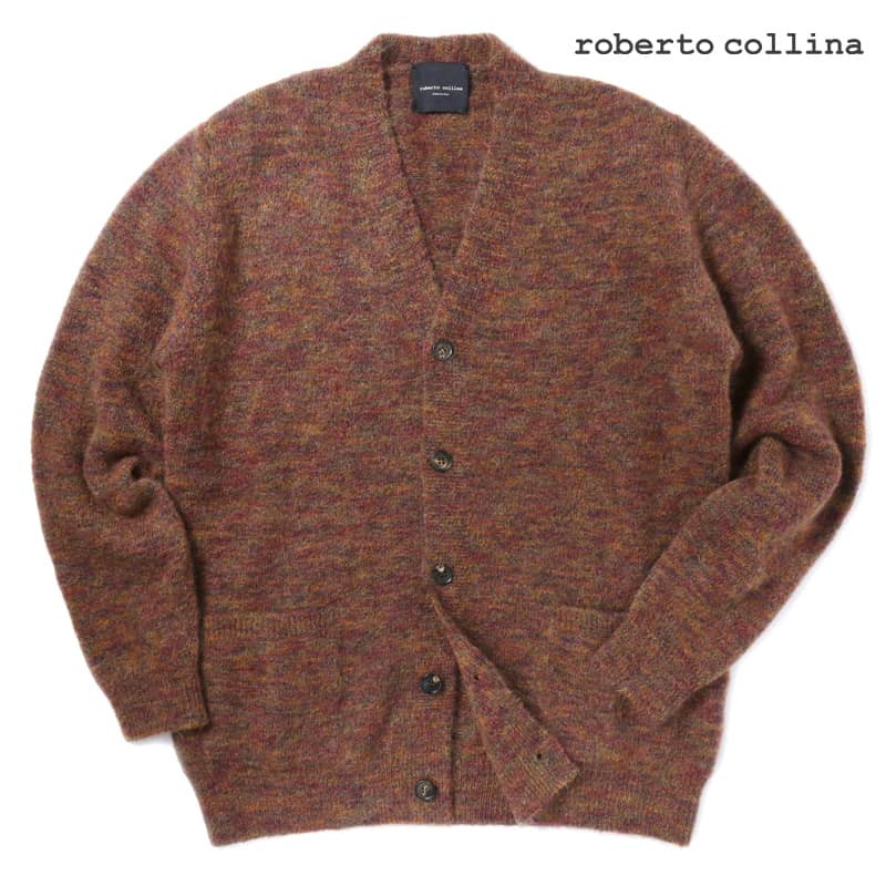 〖代購〗roberto collina / ロベルトコリーナスーパーキッドモヘア混ミドルゲージニットカーディガン（BRUCIATO）/ 秋冬 セーター モヘアニット メンズ イタリア アウトレット
