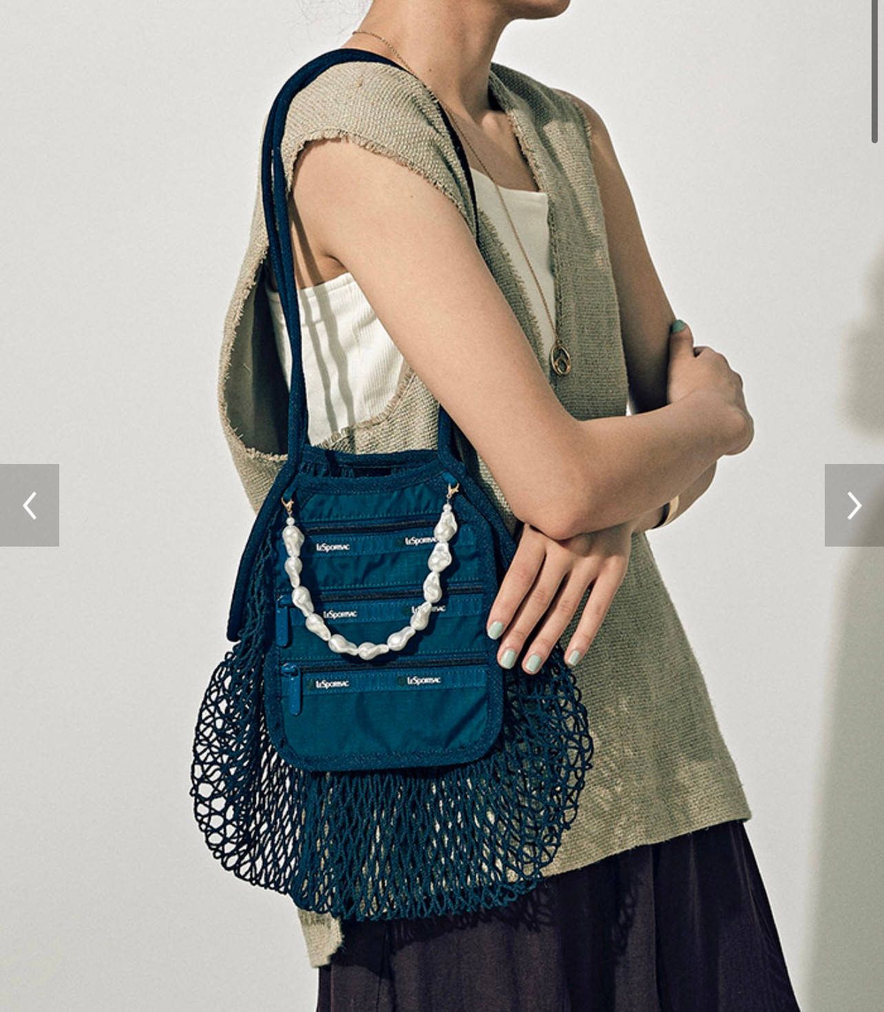 MED NET PEARL BAG Fishnet Deep Sea Blue