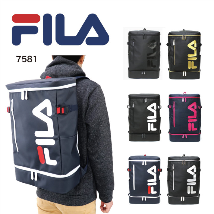 〖代購〗【あす楽】FILA フィラ リュック リュックサック ボックス型リュック スクエアリュック バックパック TPU加工 底ポケット 2層式 撥水 大容量 軽量 通勤 通学 部活 お出かけ 旅行 アウトドア スクールバッグ 中高校生 大学生 メンズ レディース キッズ  シグナル 29L 7581｜nono shop 楽天市場店