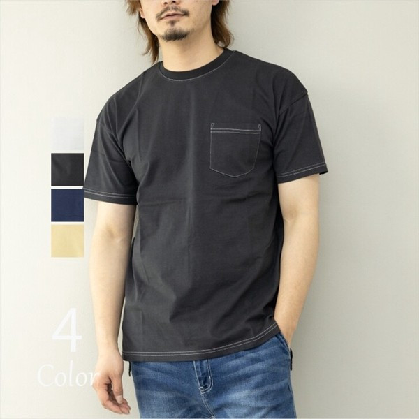 〖代購〗Tシャツ メンズ 半袖 ピーチスキン生地 天竺 ポケット付き ルームウェア 部屋着 パジャマ ワンマイルウェア