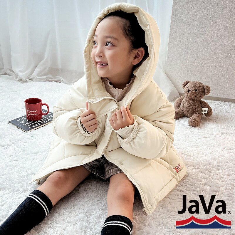 〖代購〗《javaジャバ コラボ》送料無料 アウター ジャケット キッズ コート ブルゾン フェイクダウン ショート丈 子供服 女の子 男の子 ボリューム ショート丈 裏地付き フード ボタン お揃い 親子 オーバーサイズ ゆったり 長袖 インナー 秋 冬 2022aw クラシカルエルフ k-185535
