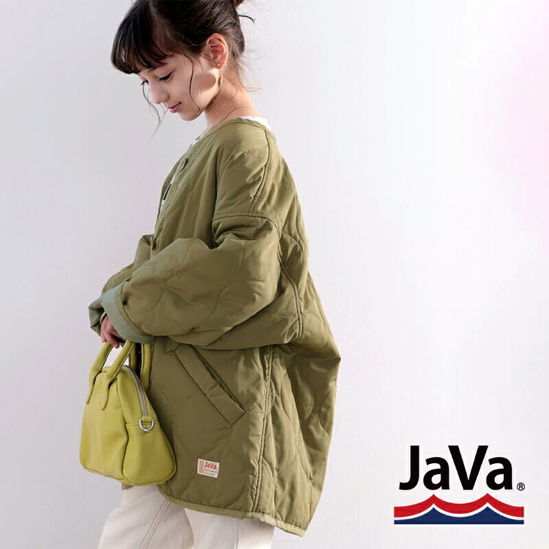 〖代購〗《JaVaジャバ コラボ》送料無料 キッズ 子供服 女の子 男の子 アウター ジャケット 大きいサイズ オーバーサイズ キルティング ノーカラー 中綿入り おそろい ペア リンクコーデ ライトカーキ アイボリー ブラック 160 150 140 130 秋 冬 2022aw クラシカルエルフ kclf014