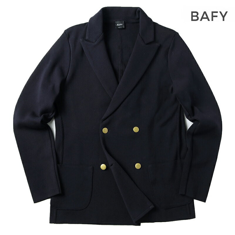 〖代購〗BAFY / バフィーコットンミラノリブ4Bダブルニットジャケット（ネイビー）/ 春夏 ニットブレザー カーディガン ニットジャケット ミラノリブ メンズ イタリア アウトレット