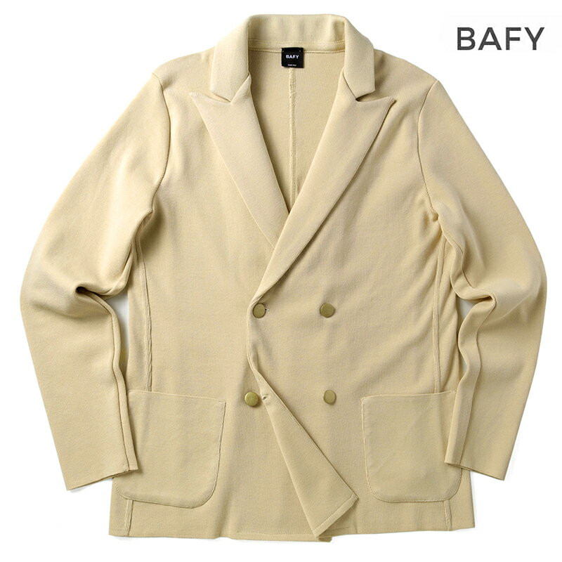 〖代購〗BAFY / バフィーコットンミラノリブ4Bダブルニットジャケット（ベージュ）/ 春夏 ニットブレザー カーディガン ニットジャケット ミラノリブ メンズ イタリア アウトレット