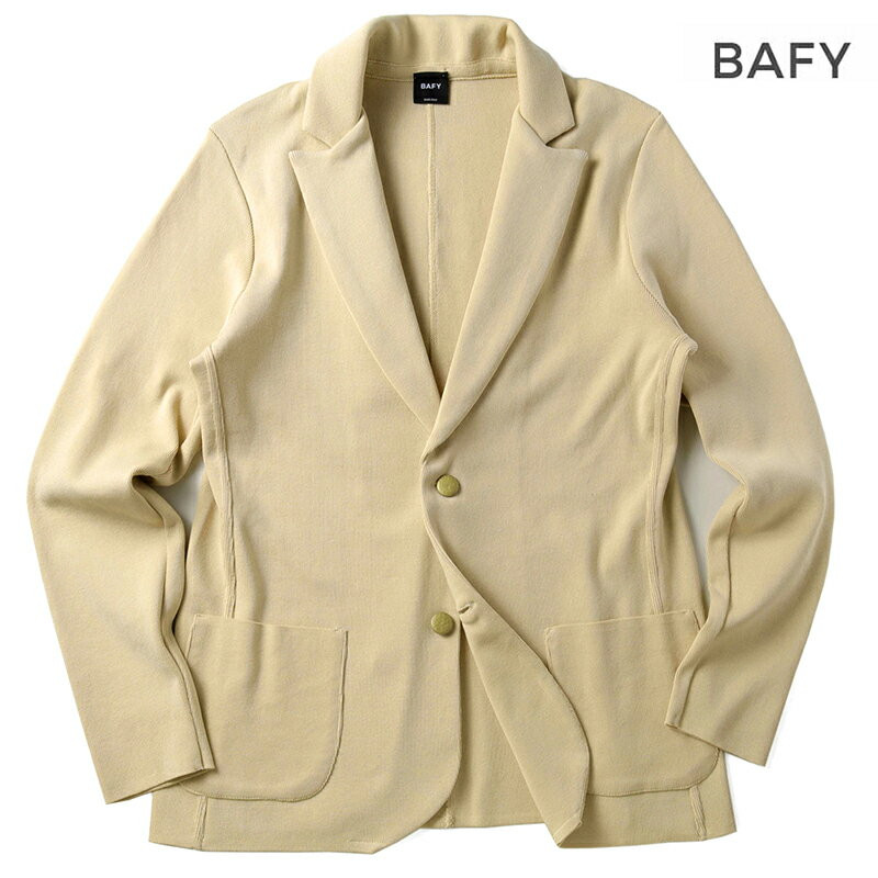 〖代購〗BAFY / バフィーコットンミラノリブ2Bニットジャケット（ベージュ）/ 春夏 ニットブレザー カーディガン ニットジャケット ミラノリブ メンズ イタリア アウトレット