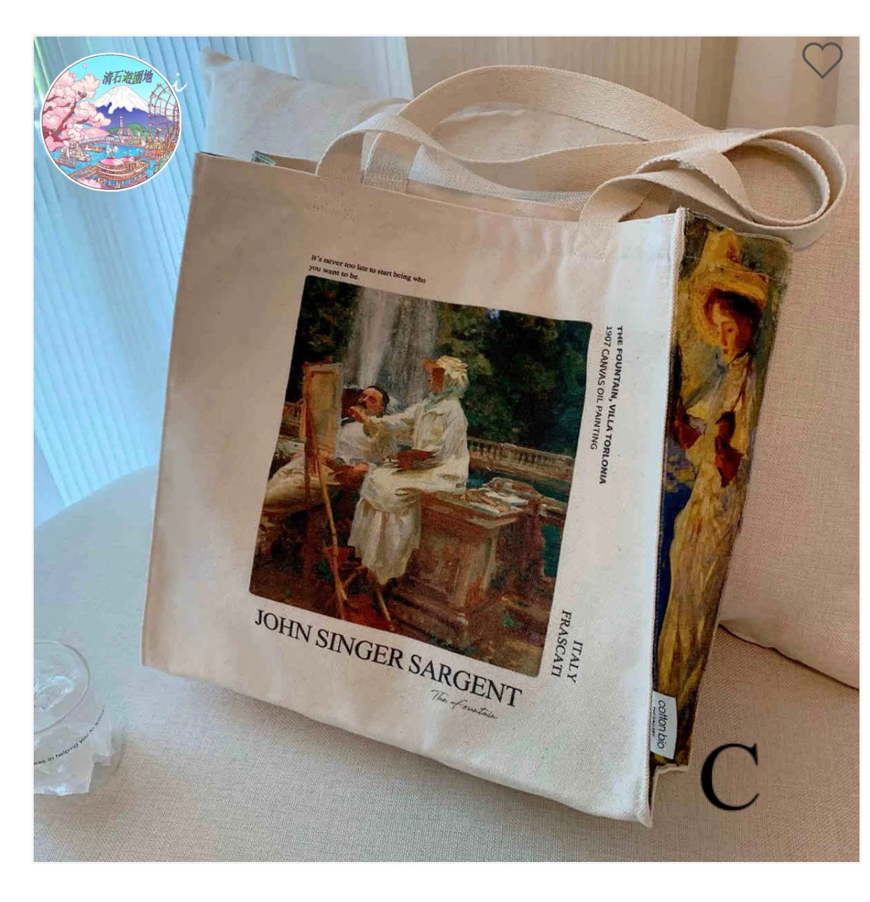 ANDCICI 厚身帆布袋 『The Fountain, Villa Torlonia, Frascati, Italy』トートバッグ
