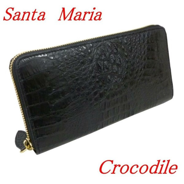 〖代購〗クロコダイル メンズ 長財布 ラウンドファスナー カイマン ワニ革 マットHB Santa Maria サンタマリア製