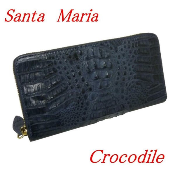 〖代購〗クロコダイル メンズ 長財布 ラウンドファスナー カイマン ワニ革 マットHB Santa Maria サンタマリア製