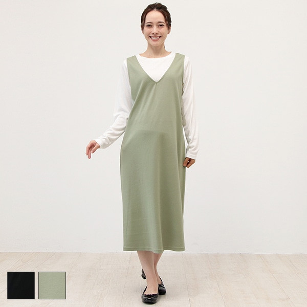〖代購〗長袖Tシャツ付きジャンスカワンピース