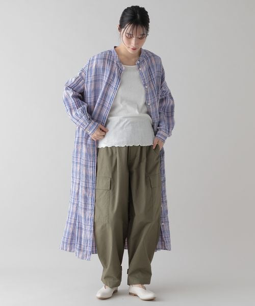 〖代購〗《先行予約/natural by clip》リネンチェックシャツワンピース