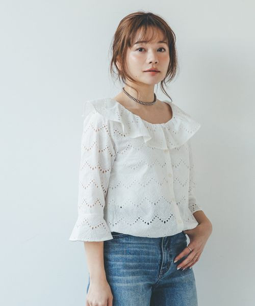〖代購〗高山直子さんコラボ/刺繍レースブラウスキャミ/991890/EiiS