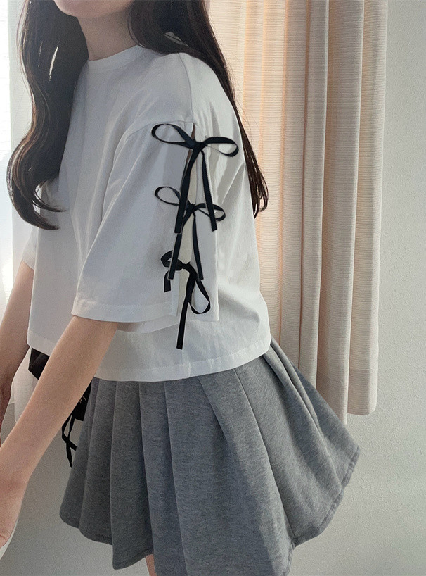 〖代購〗スリーブスリットリボンTシャツ